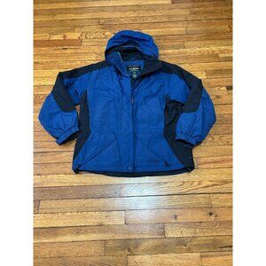 LL Bean Womens Winter Jacket Sz Petite Medium PM Blue Thinsulate Insulated Coat